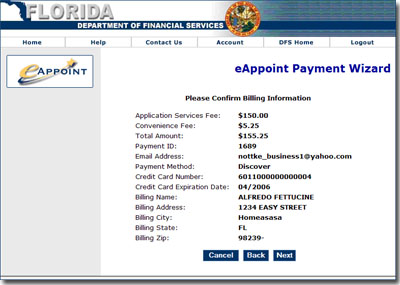 payment confirm billing details step wizard submittal
